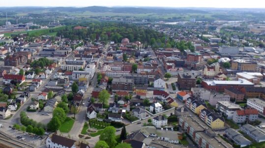 Overview of city of Sarpsborg, Norway